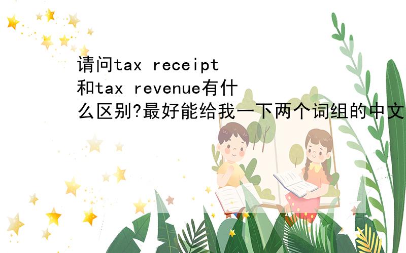 请问tax receipt 和tax revenue有什么区别?最好能给我一下两个词组的中文说法