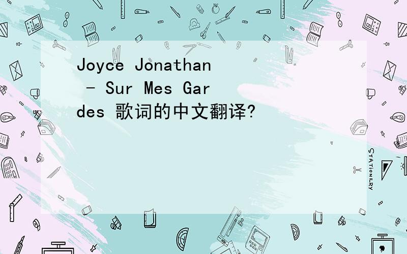 Joyce Jonathan - Sur Mes Gardes 歌词的中文翻译?