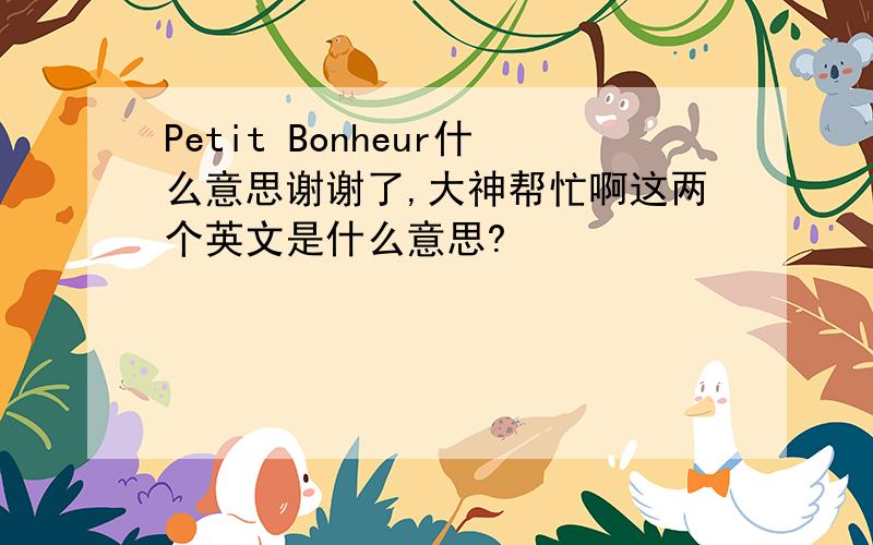 Petit Bonheur什么意思谢谢了,大神帮忙啊这两个英文是什么意思?