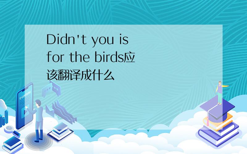 Didn't you is for the birds应该翻译成什么