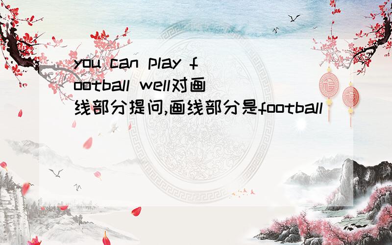 you can play football well对画线部分提问,画线部分是football